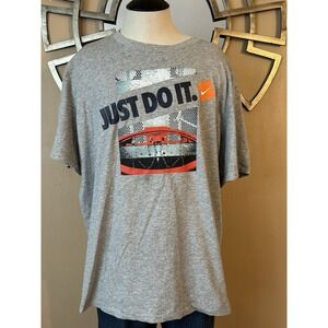Nike T Shirt Mens Size XL‎  Basketball Hoop Dri-Fit Grey Just Do It Short Sleeve